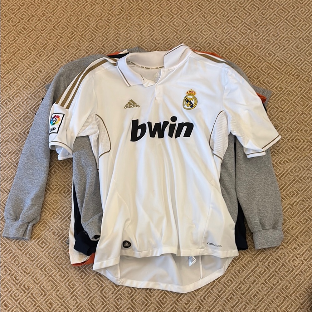Adidas Ronaldo Real Madrid White Soccer Jersey with Gold Accents